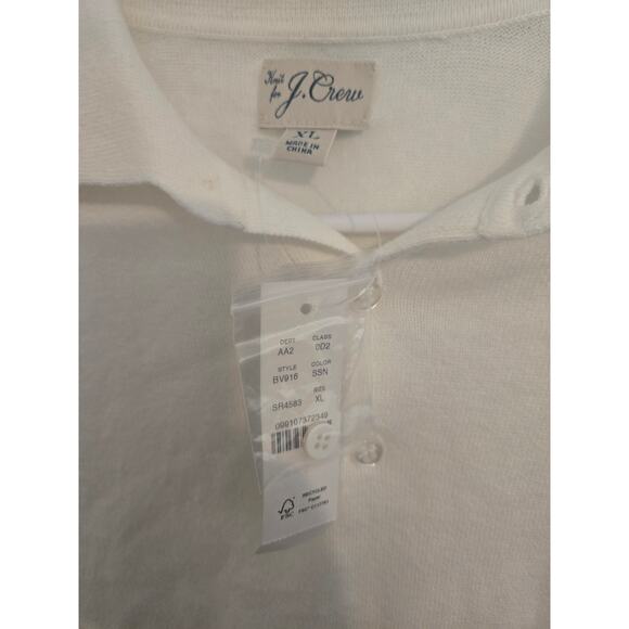 J.CREW Sweater Polo Mens XL Ivory Heritage Cotton Tipped NWT Long Sleeve BV916 - Picture 2 of 4